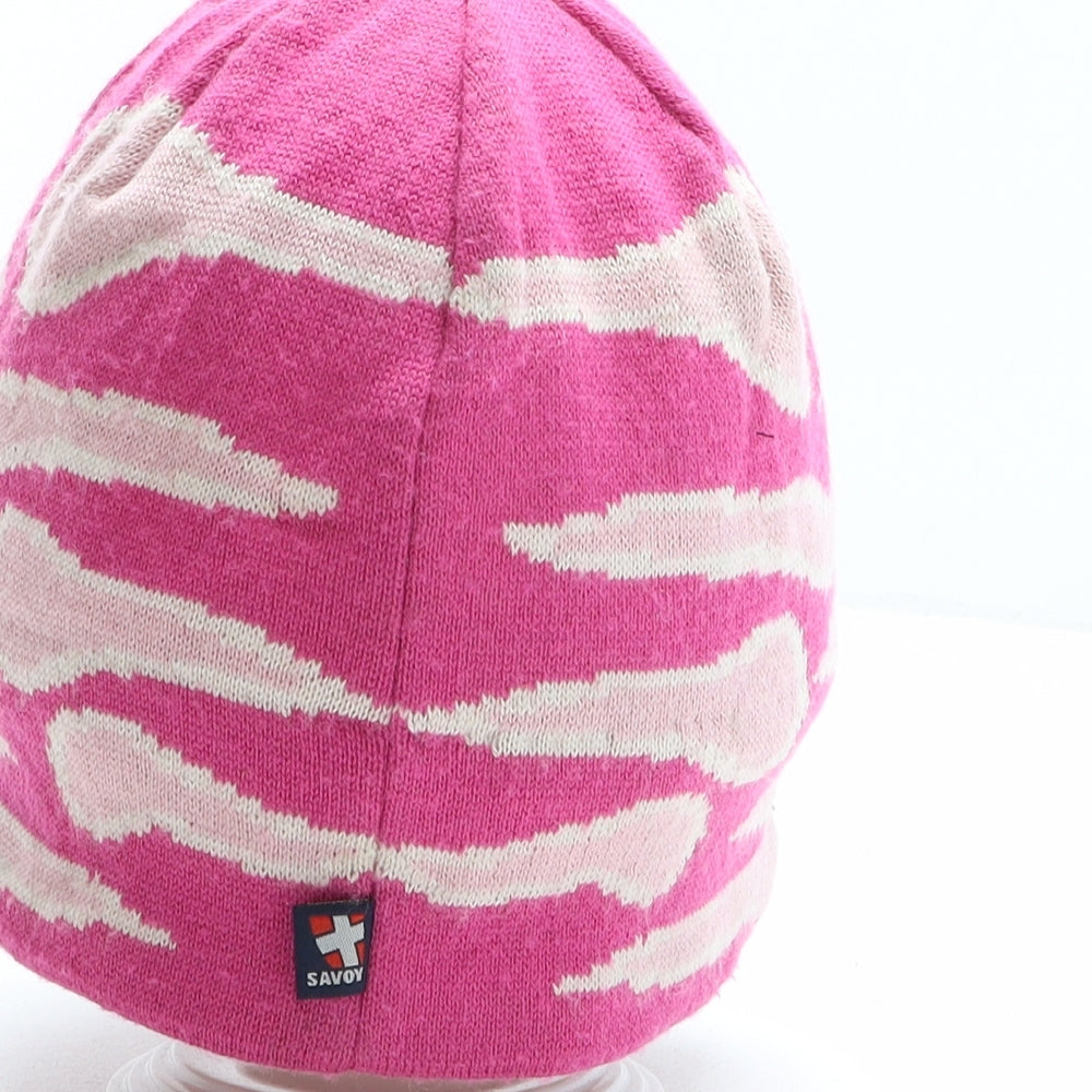 Savoy Womens Pink Geometric Wool Beanie One Size