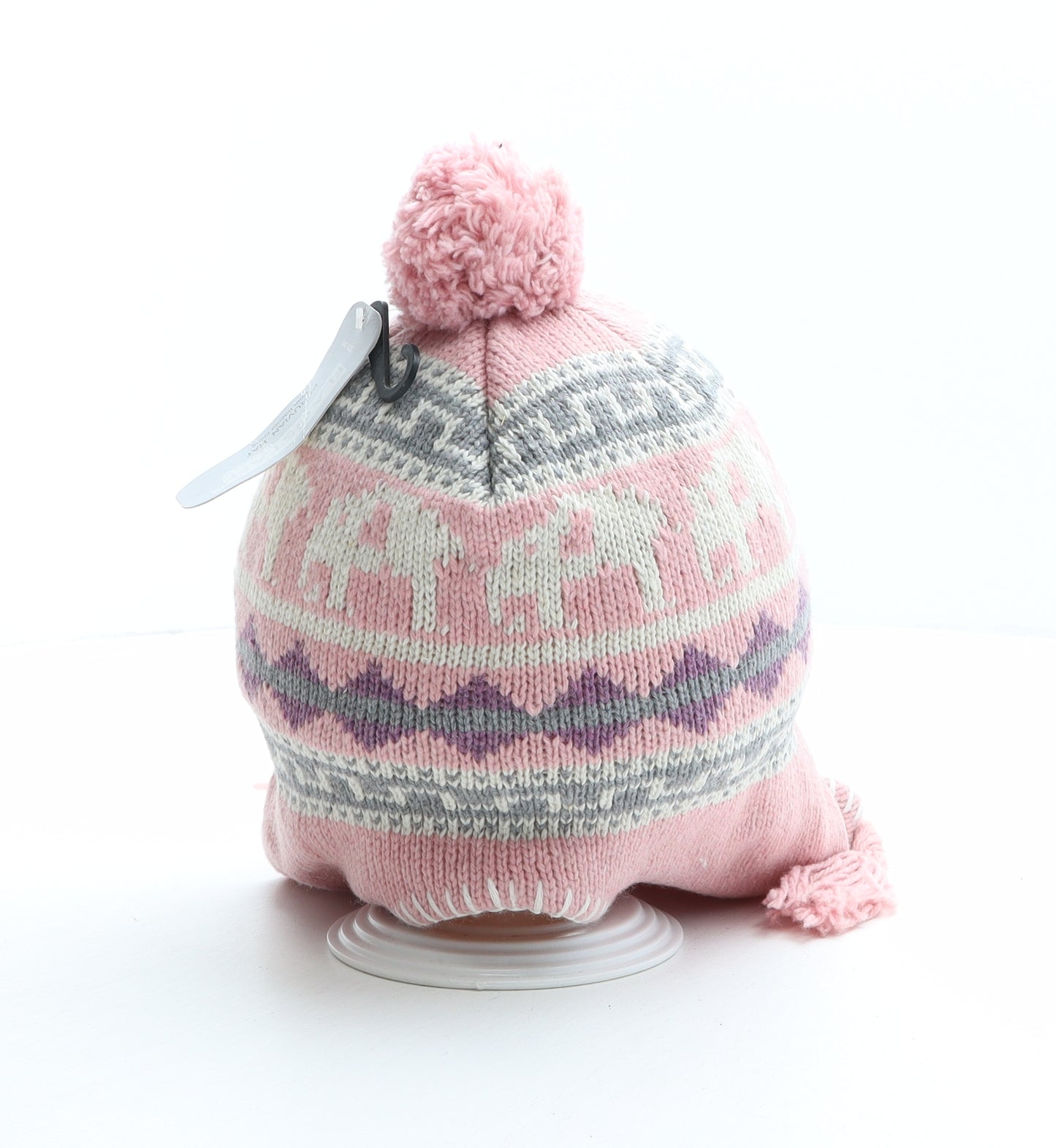 Flagstaff Girls Pink Fair Isle Acrylic Bonnet One Size