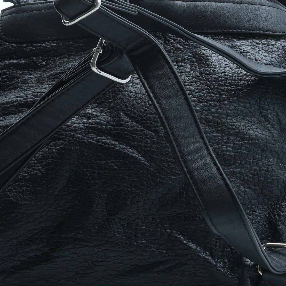 NEXT Womens Black Polyurethane Bucket & Drawstring Bag Size Medium