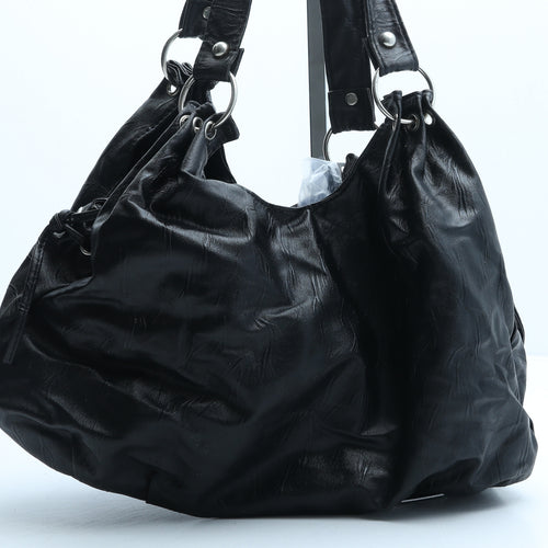 Preworn Womens Black Polyurethane Shoulder Bag Size Small