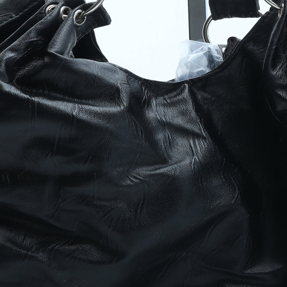 Preworn Womens Black Polyurethane Shoulder Bag Size Small