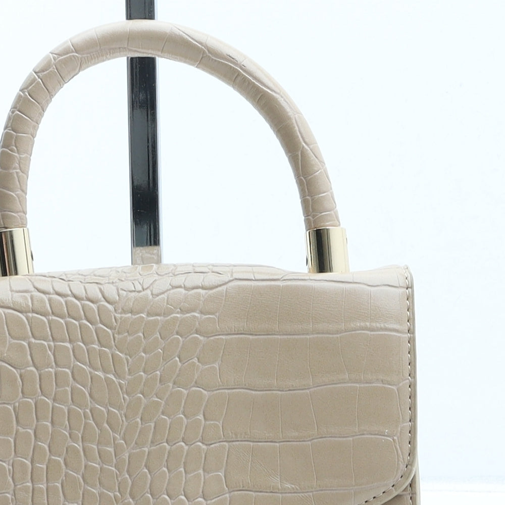 Primark Womens Beige Polyurethane Top Handle Bag Size Small - Croc Texture