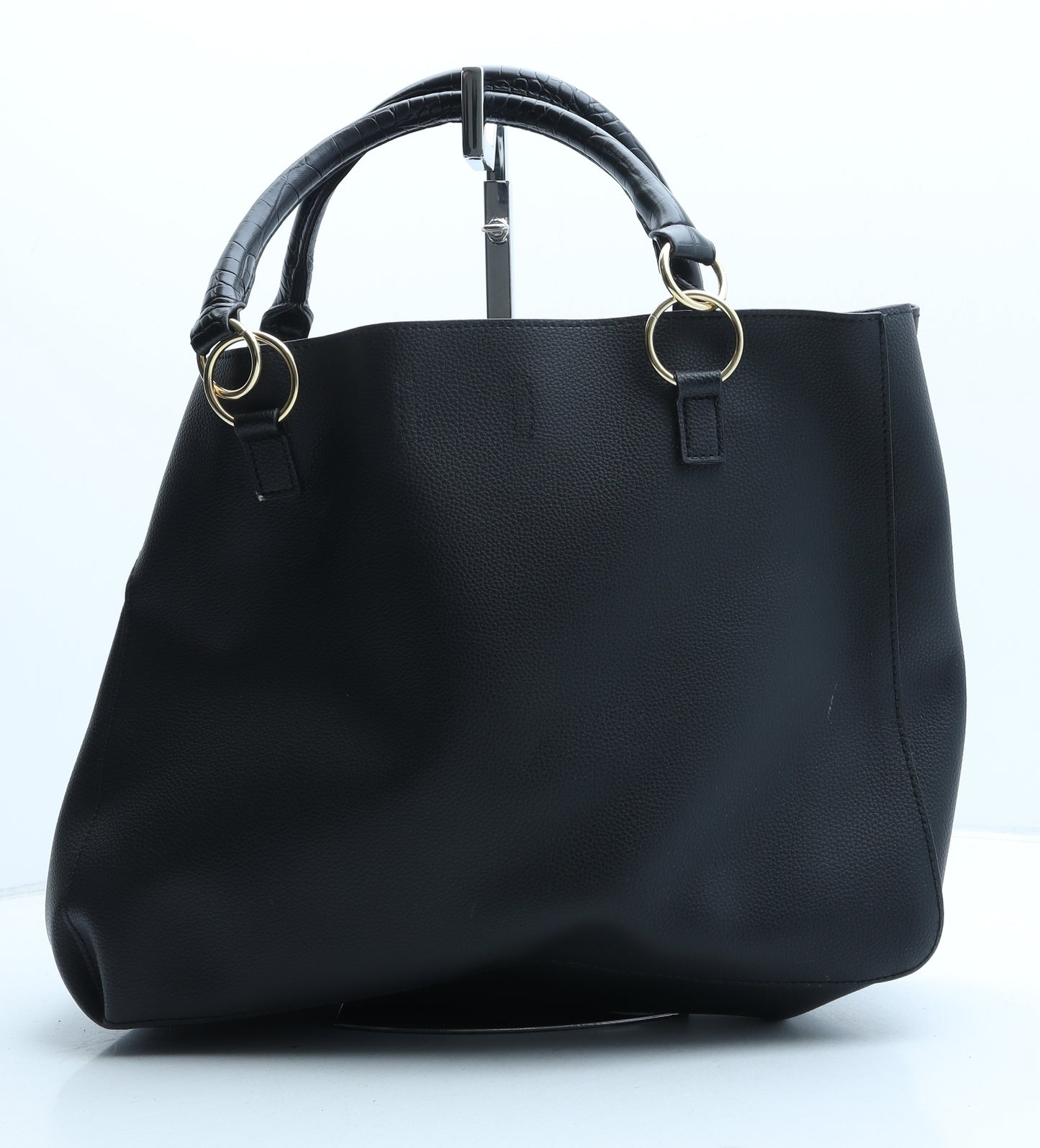 Primark Womens Black Polyurethane Top Handle Bag Size Large