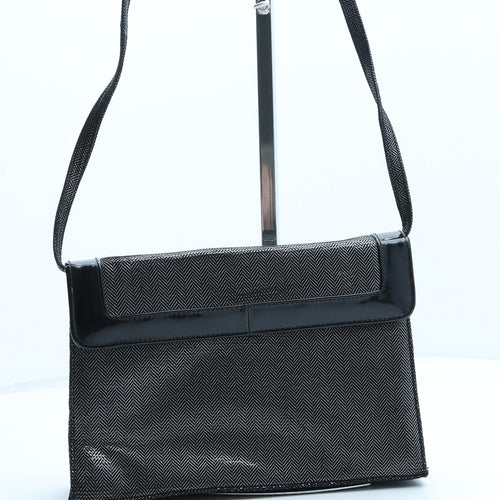 Preworn Womens Black Herringbone Polyester Crossbody Size Small