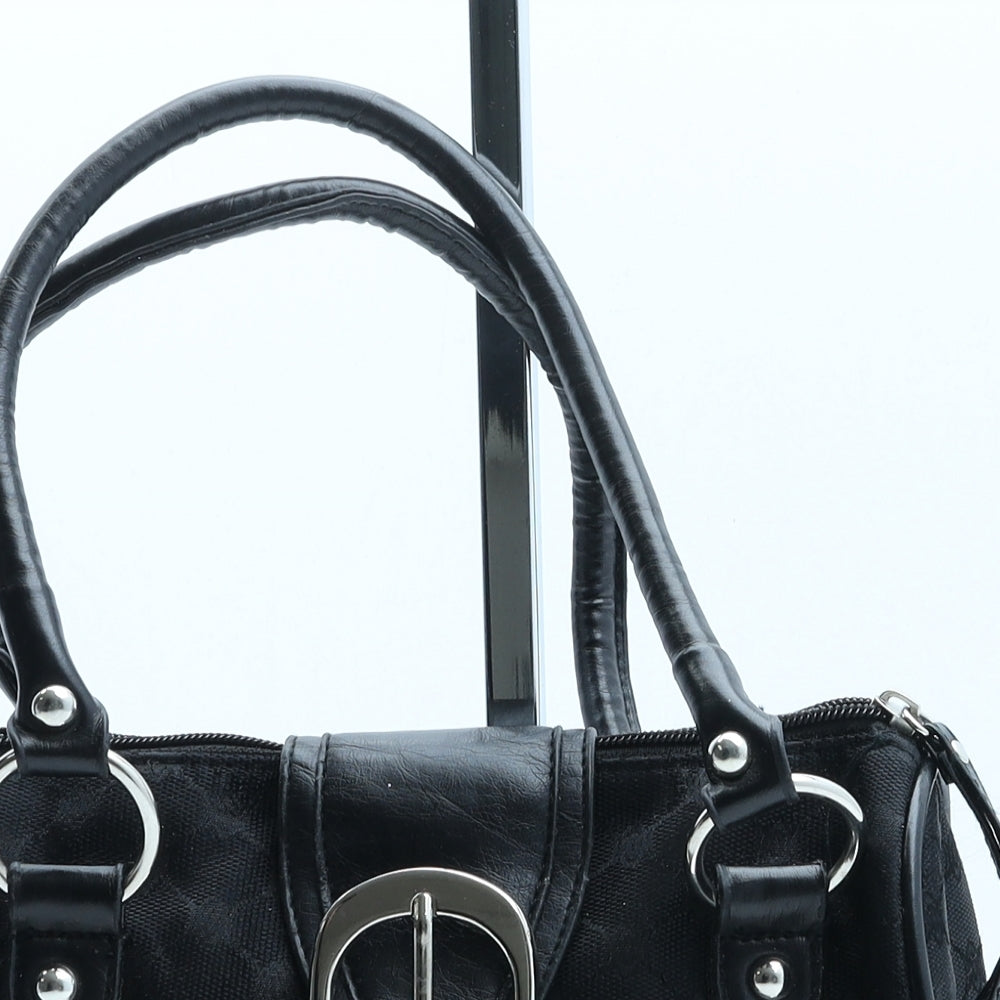 Preworn Womens Black Geometric Polyester Top Handle Bag Size Small