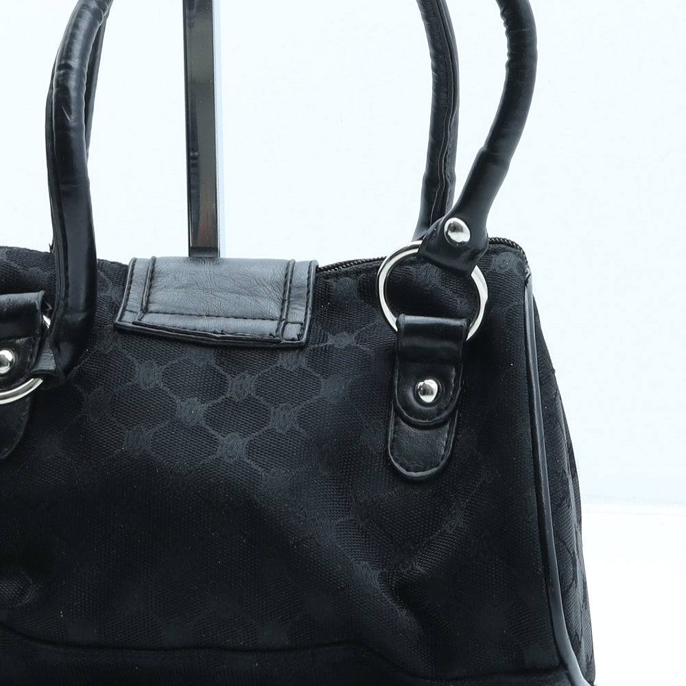 Preworn Womens Black Geometric Polyester Top Handle Bag Size Small