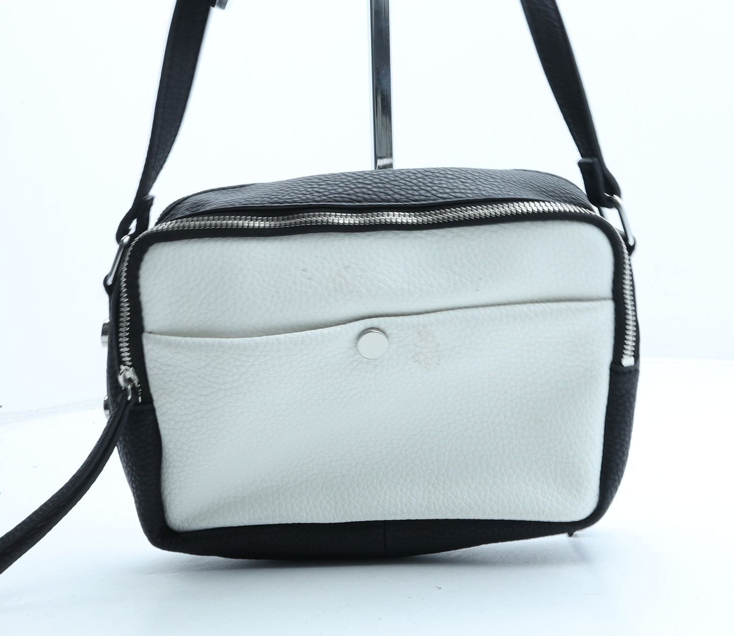 Marks and Spencer Womens White Colorblock Polyurethane Crossbody Size Small
