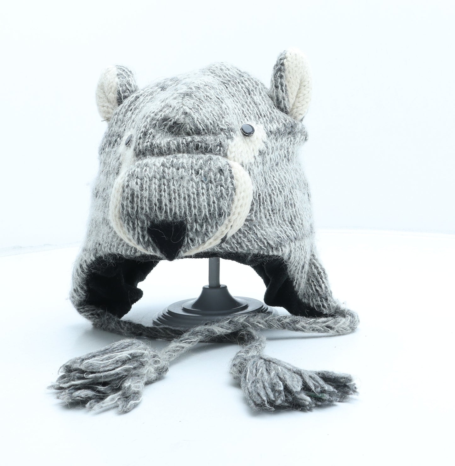 Preworn Boys Grey Wool Winter Hat One Size - Wolf