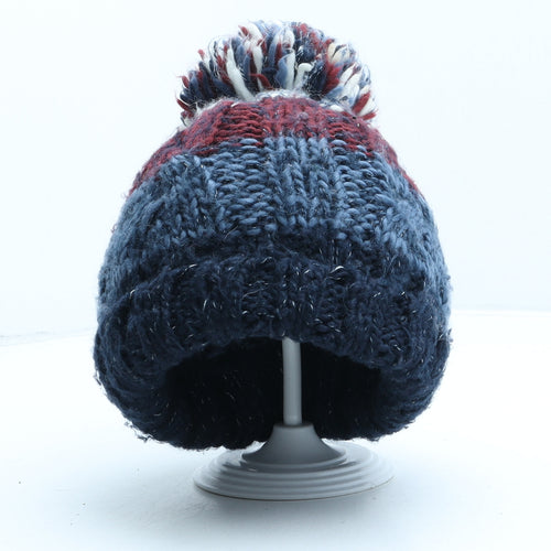 F&F Boys Multicoloured Striped Acrylic Bobble Hat One Size - UK Size 3-6 Years