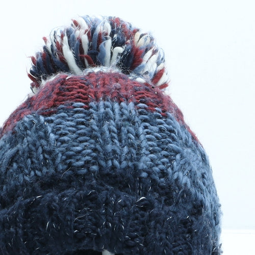 F&F Boys Multicoloured Striped Acrylic Bobble Hat One Size - UK Size 3-6 Years