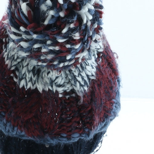 F&F Boys Multicoloured Striped Acrylic Bobble Hat One Size - UK Size 3-6 Years