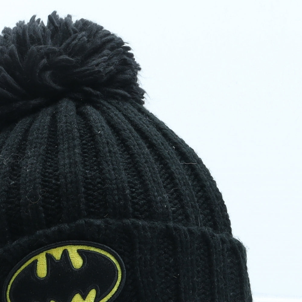 NEXT Boys Black Acrylic Bobble Hat One Size - Batman UK Size 3-4 Years