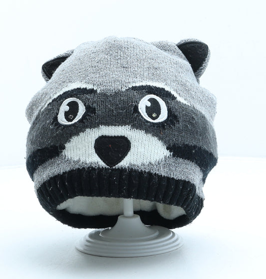 Preworn Boys Grey Acrylic Beanie One Size - Racoon