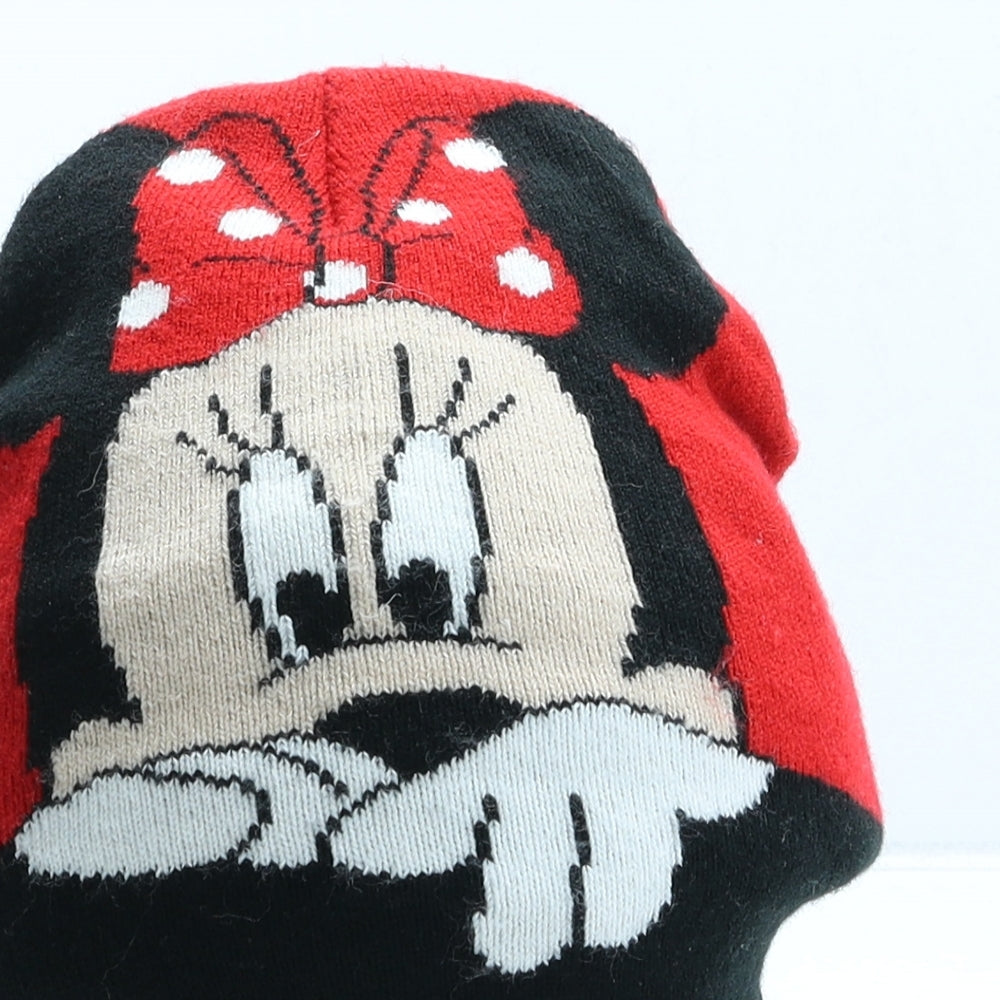 Young Dimension Girls Red Colourblock Acrylic Beanie One Size - Minnie mouse UK Size 3-6 Years