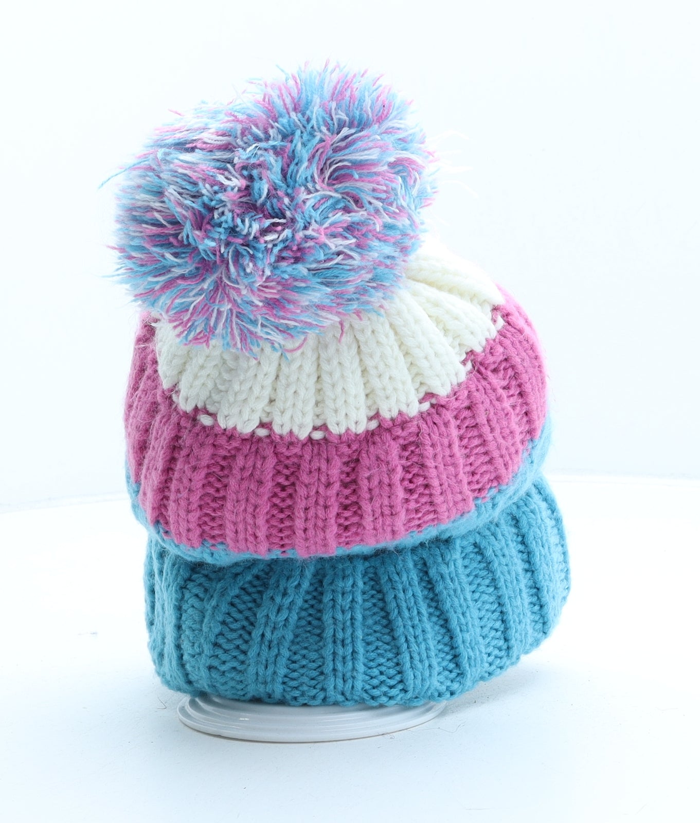 Rock Jock Womens Multicoloured Striped Acrylic Bobble Hat One Size
