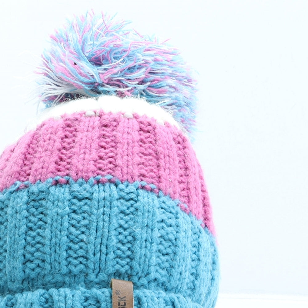 Rock Jock Womens Multicoloured Striped Acrylic Bobble Hat One Size