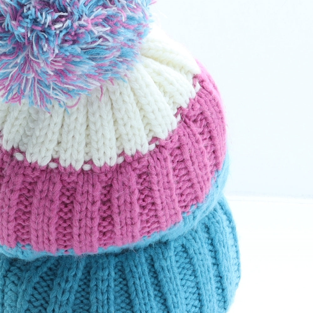 Rock Jock Womens Multicoloured Striped Acrylic Bobble Hat One Size