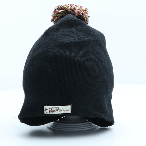 Penguin Mens Black Cotton Beanie One Size - Pom Pom Detail