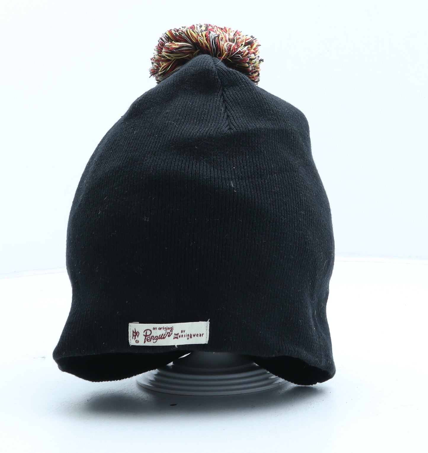 Penguin Mens Black Cotton Beanie One Size - Pom Pom Detail