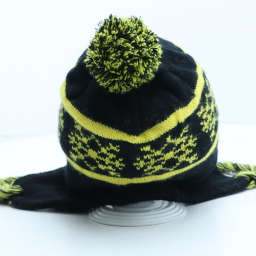 Lotto Mens Black Fair Isle Acrylic Beanie One Size