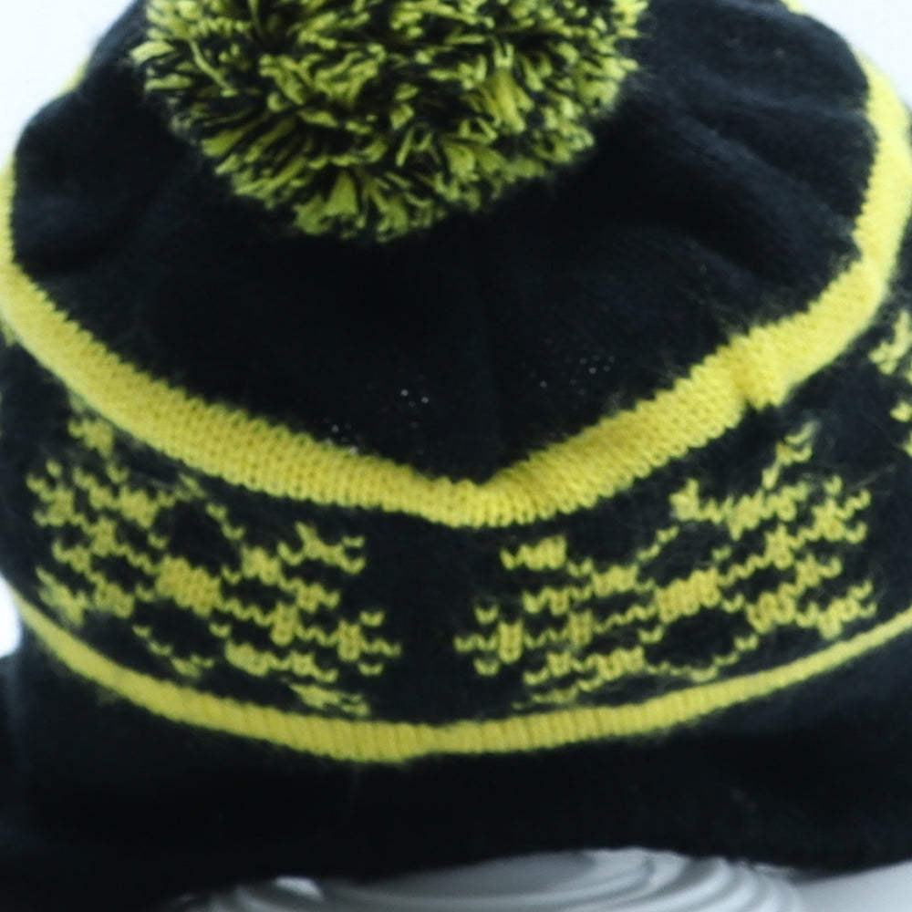 Lotto Mens Black Fair Isle Acrylic Beanie One Size