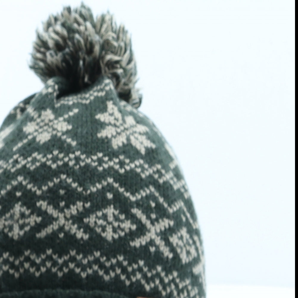 NEXT Mens Green Fair Isle Acrylic Beanie One Size