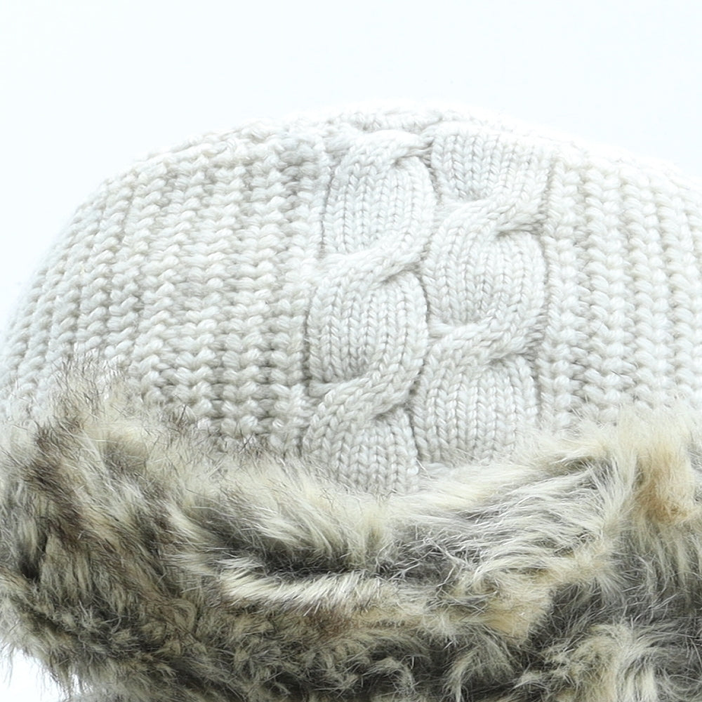 Preworn Womens Beige Acrylic Trapper Hat One Size