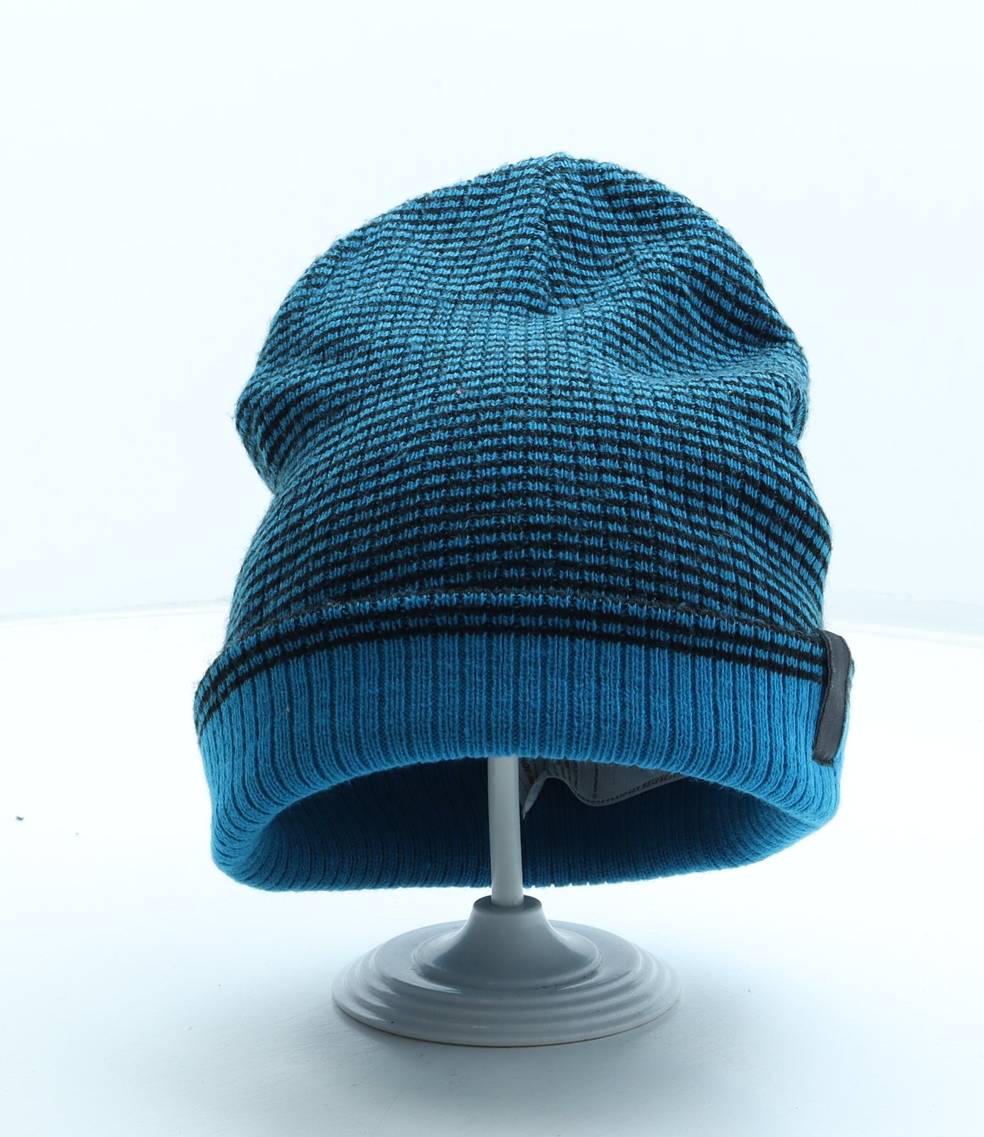 JACK & JONES Mens Blue Striped Acrylic Beanie One Size