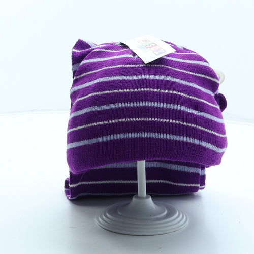 Pesci Kids Girls Purple Striped Acrylic Beanie One Size