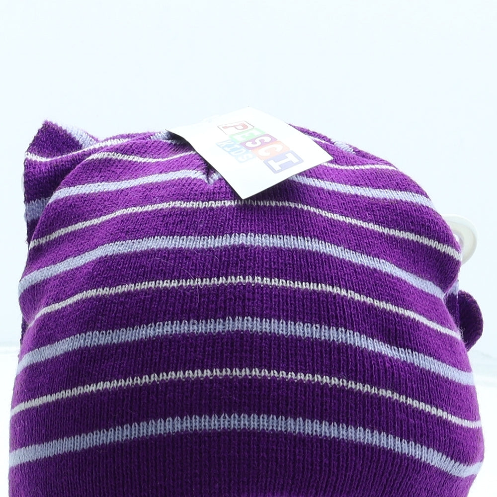 Pesci Kids Girls Purple Striped Acrylic Beanie One Size