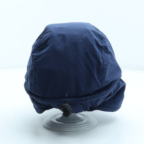 Scanda Mens Blue Polyester Beanie One Size - Logo Peaked Front Boshi