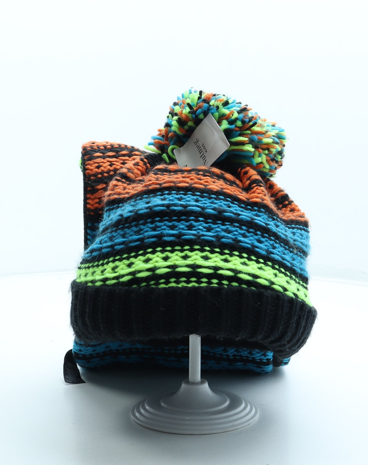 Nutmeg Boys Multicoloured Striped Acrylic Bobble Hat Size S
