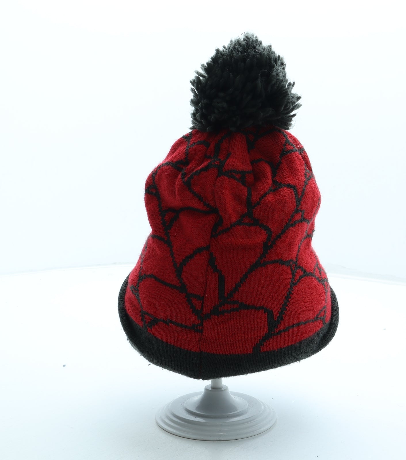 Marvel Boys Red Geometric Acrylic Bobble Hat One Size - Spiderman