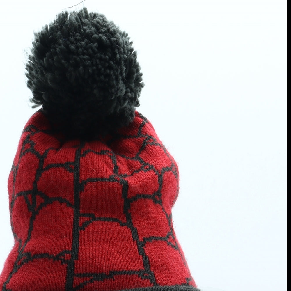 Marvel Boys Red Geometric Acrylic Bobble Hat One Size - Spiderman