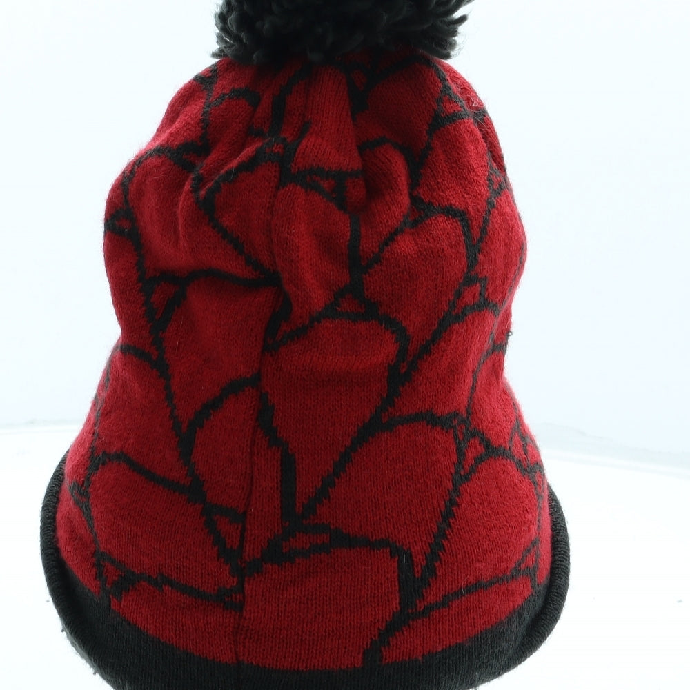 Marvel Boys Red Geometric Acrylic Bobble Hat One Size - Spiderman