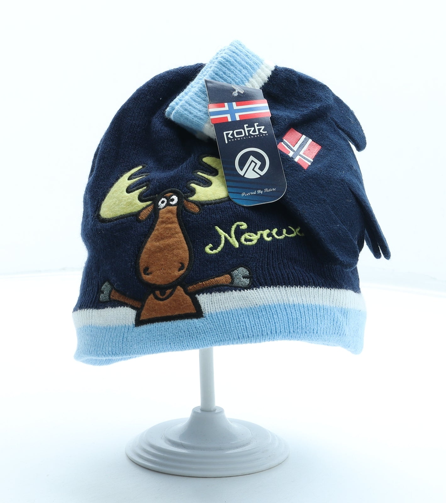 Rokk Boys Blue Geometric Acrylic Beanie One Size - Norway Moose