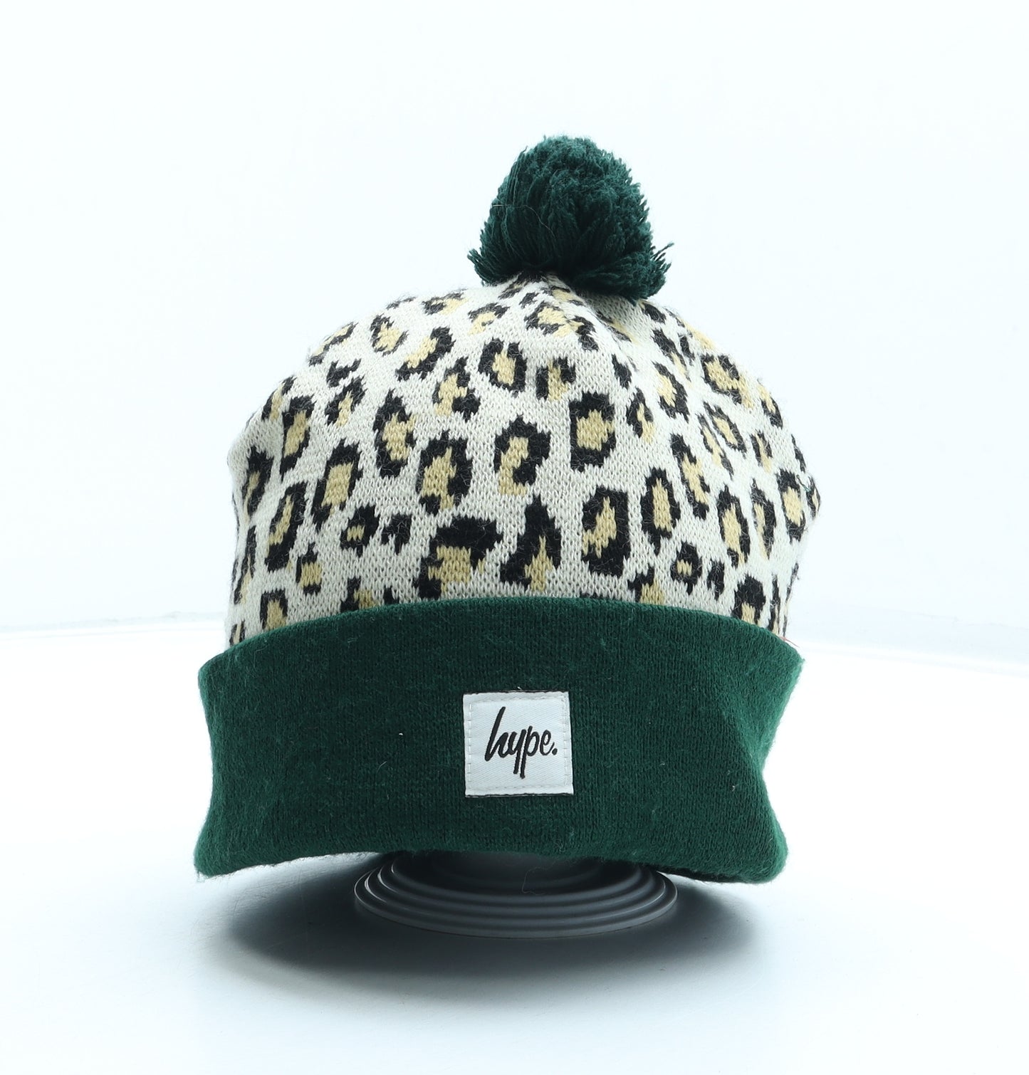 Hype Womens Multicoloured Animal Print Acrylic Bobble Hat One Size - Leopard Print