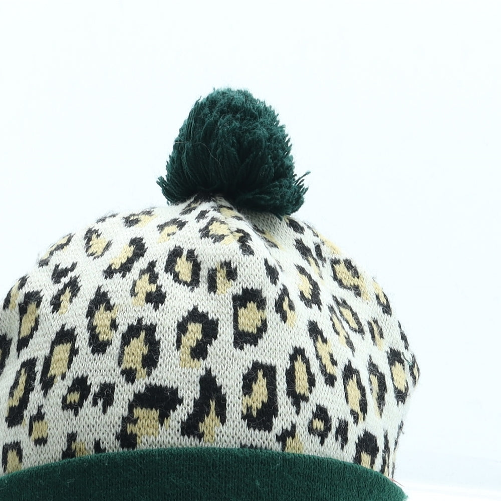 Hype Womens Multicoloured Animal Print Acrylic Bobble Hat One Size - Leopard Print