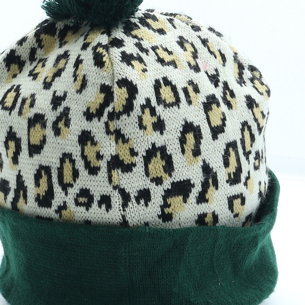 Hype Womens Multicoloured Animal Print Acrylic Bobble Hat One Size - Leopard Print
