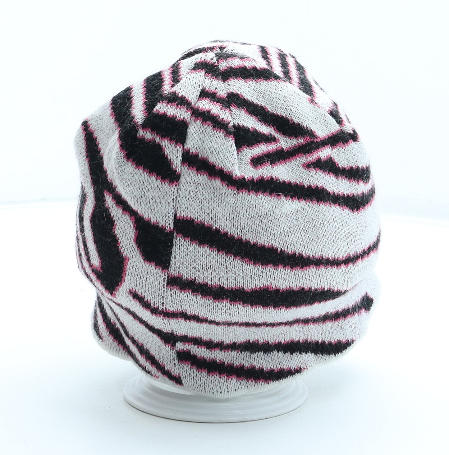 No Fear Womens Multicoloured Animal Print Acrylic Beanie One Size - Zebra