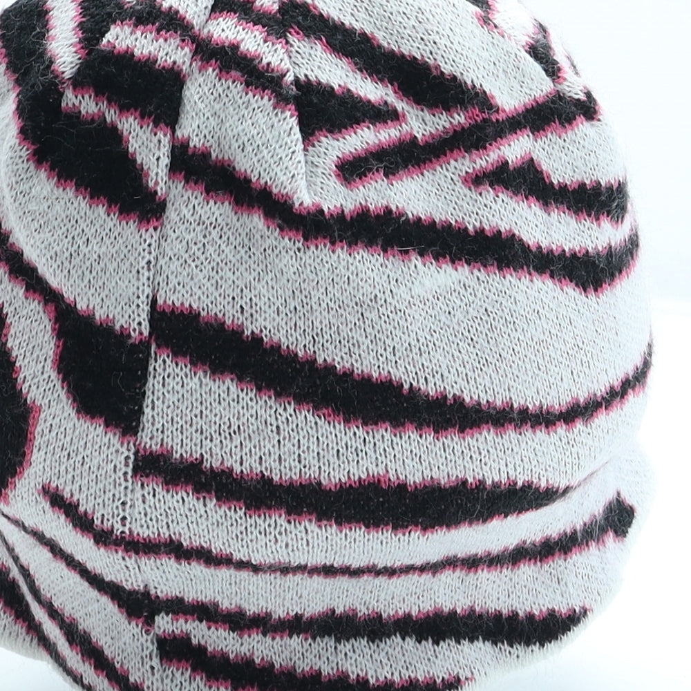 No Fear Womens Multicoloured Animal Print Acrylic Beanie One Size - Zebra