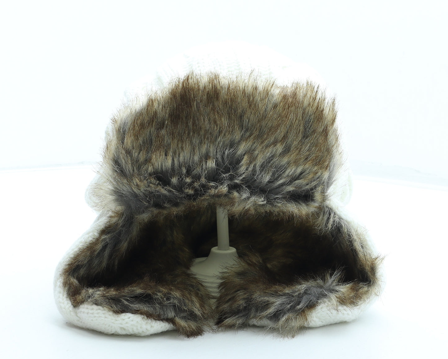 Alphorn Womens White Acrylic Trapper Hat One Size - Faux Fur