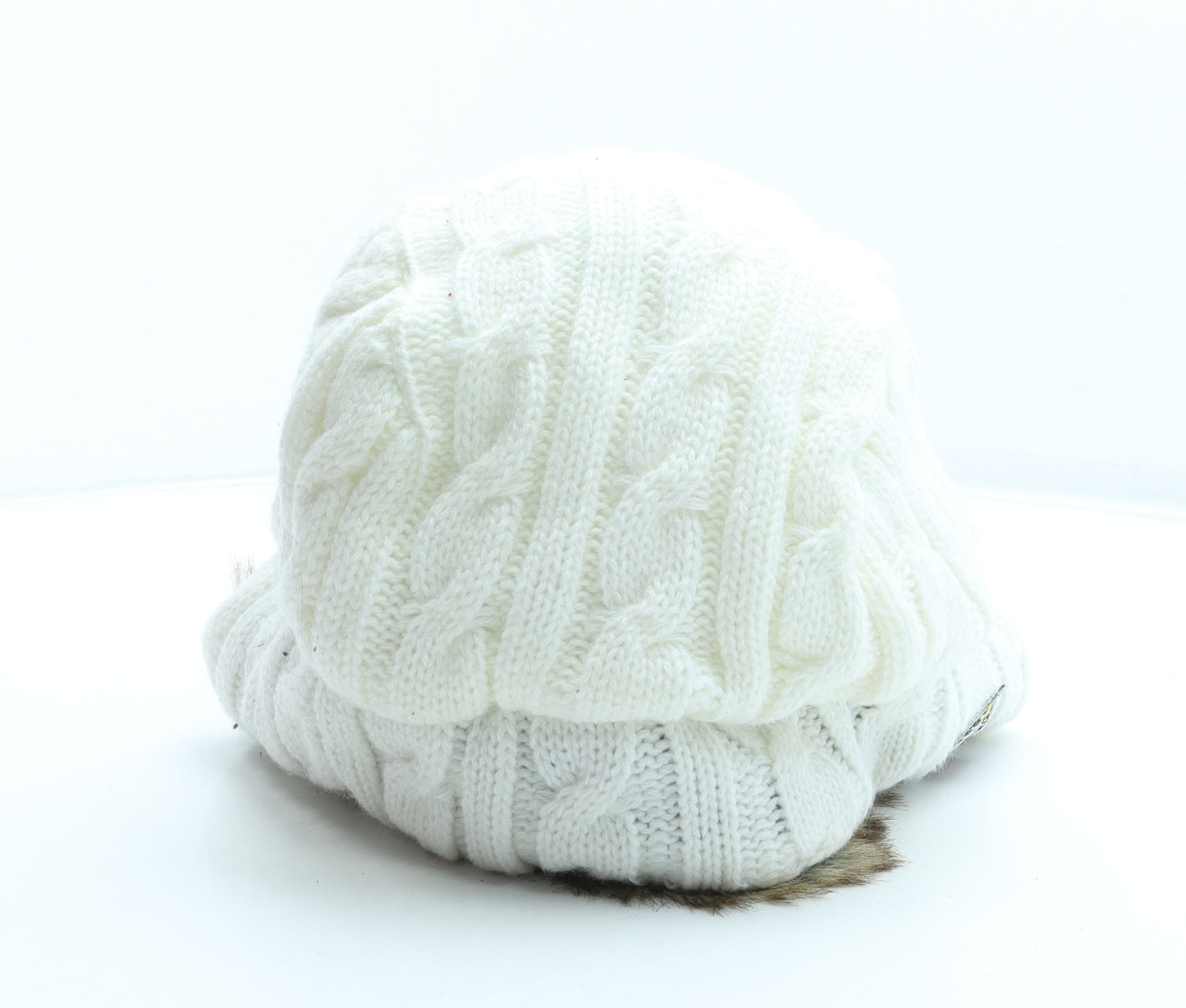 Alphorn Womens White Acrylic Trapper Hat One Size - Faux Fur