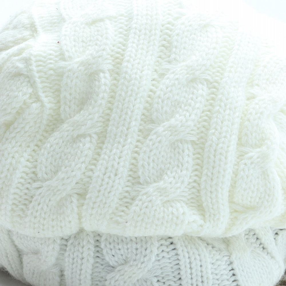 Alphorn Womens White Acrylic Trapper Hat One Size - Faux Fur
