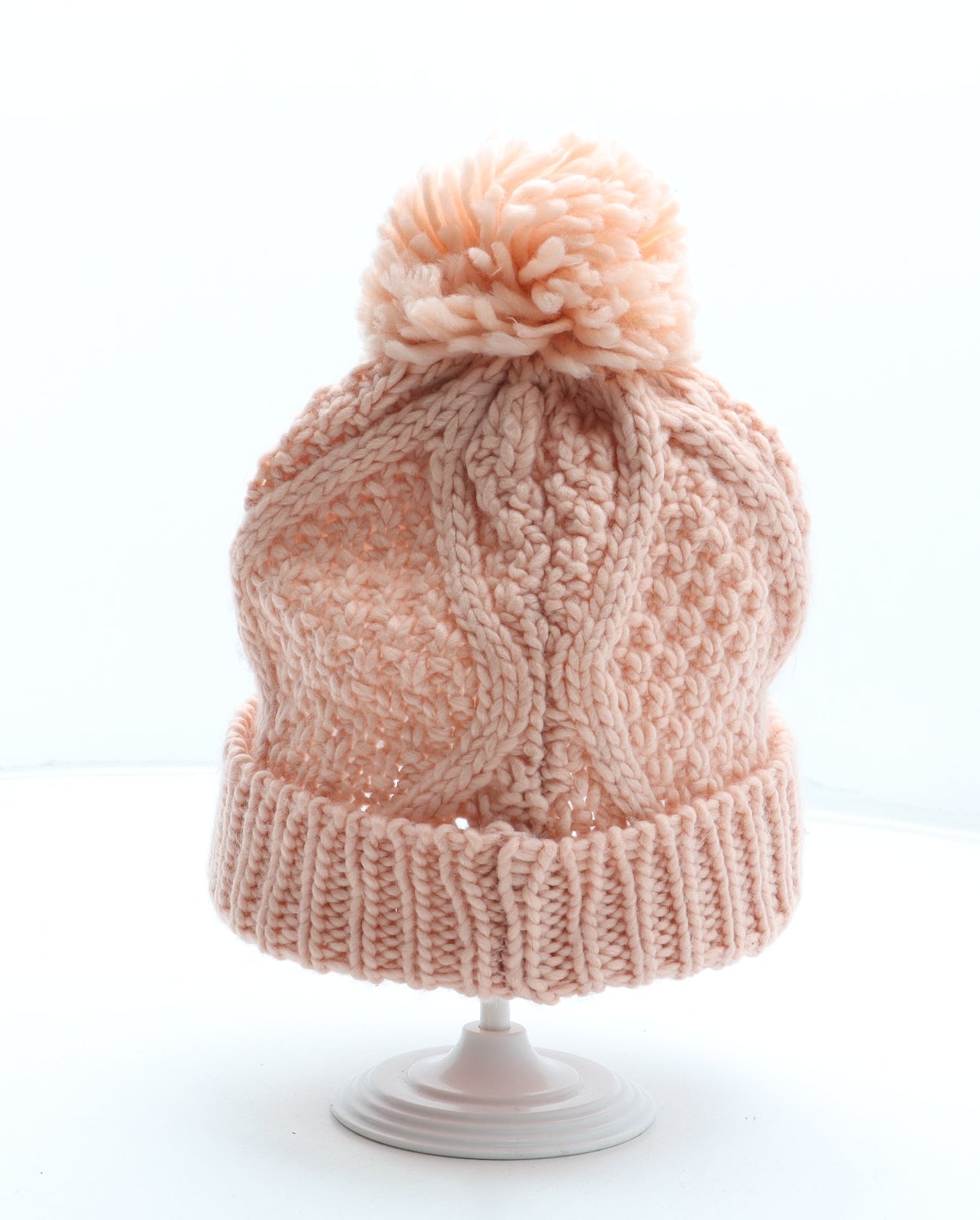 Matalan Girls Pink Acrylic Bobble Hat One Size - Faux Fur