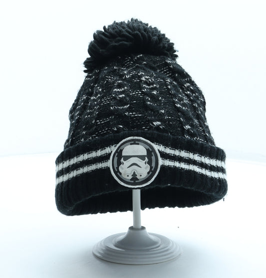 George Boys Black Geometric Acrylic Bobble Hat One Size - Storm Trooper Star Wars
