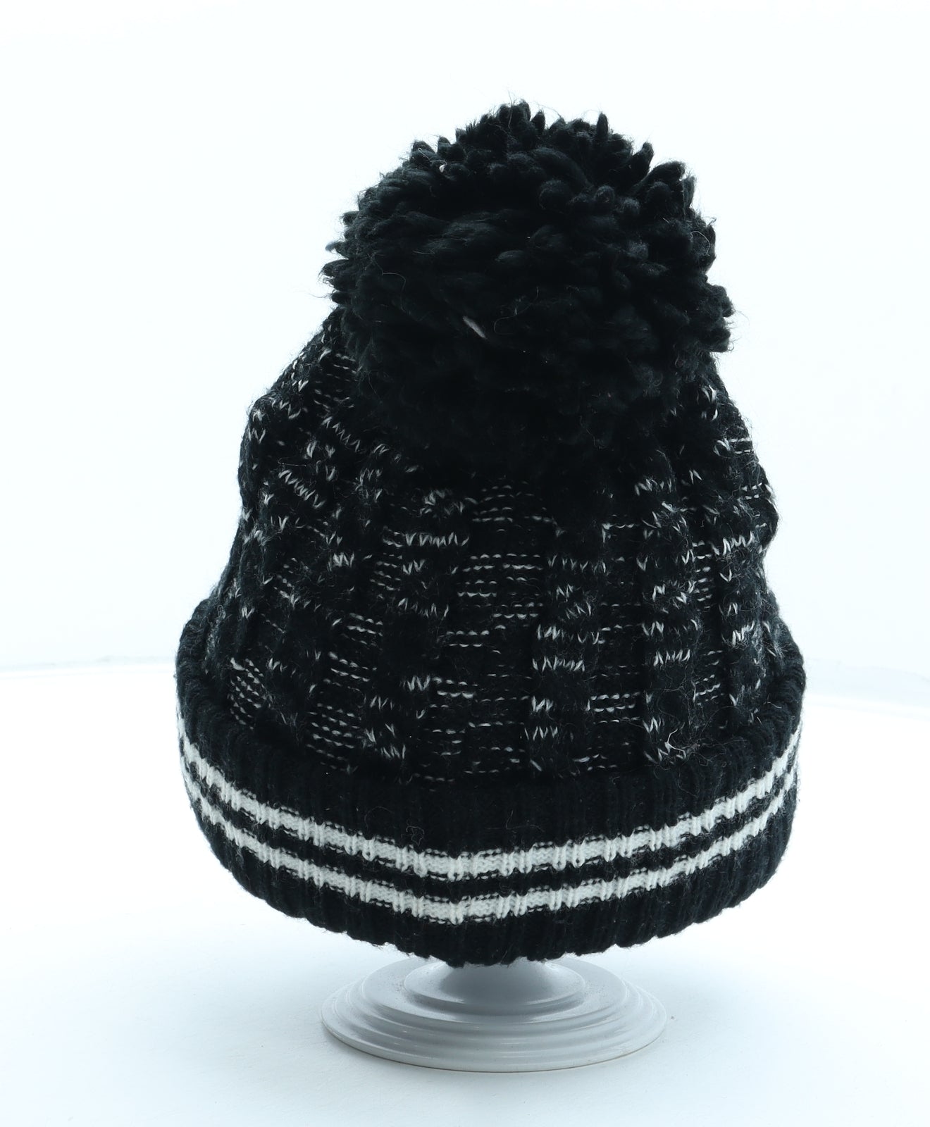 George Boys Black Geometric Acrylic Bobble Hat One Size - Storm Trooper Star Wars