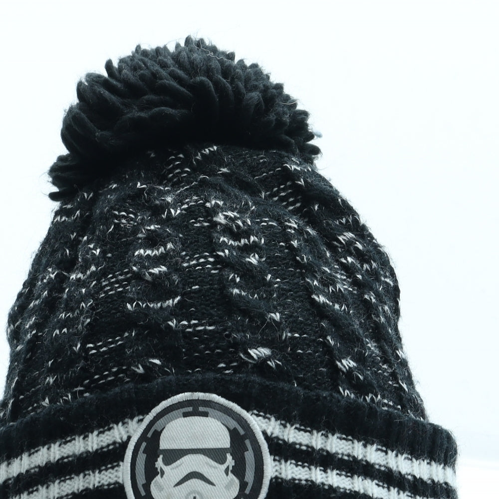 George Boys Black Geometric Acrylic Bobble Hat One Size - Storm Trooper Star Wars