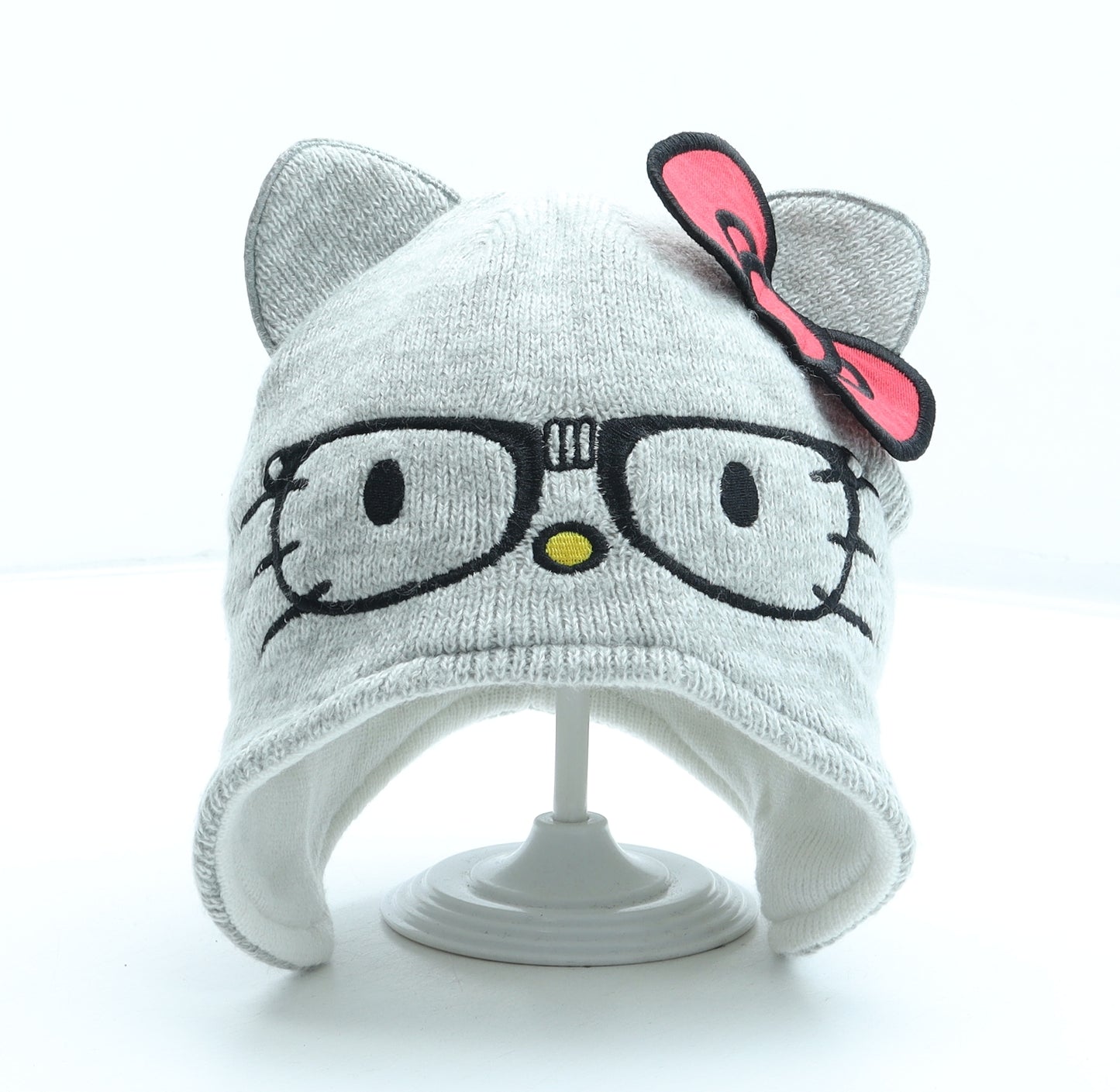 George Girls Grey Acrylic Bonnet Size Adjustable - Hello Kitty Ears