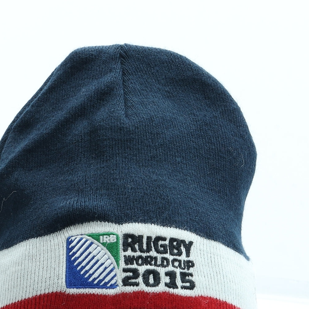 Canterbury Mens Blue Striped Acrylic Beanie One Size - England Rugby Logo